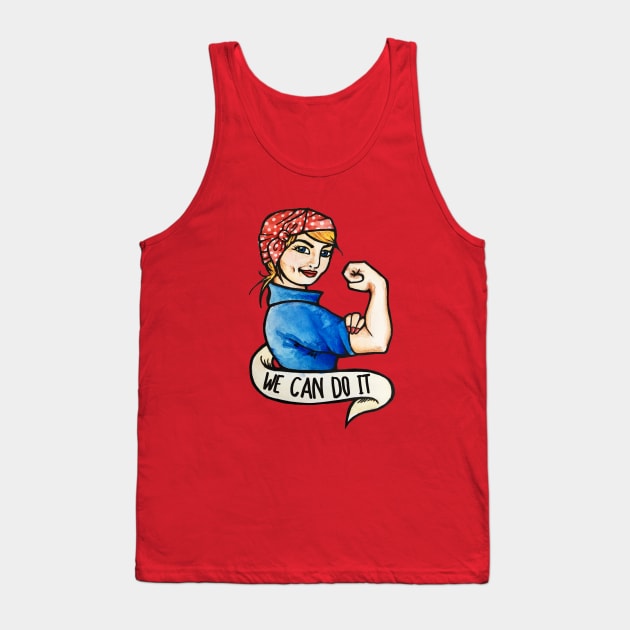 We can do it Feminist Rosie the Riveter Tank Top by bubbsnugg